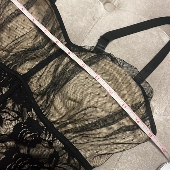 Loop 18 brand black camisole top with lace overlay, adjustable straps - Picture 11 of 12